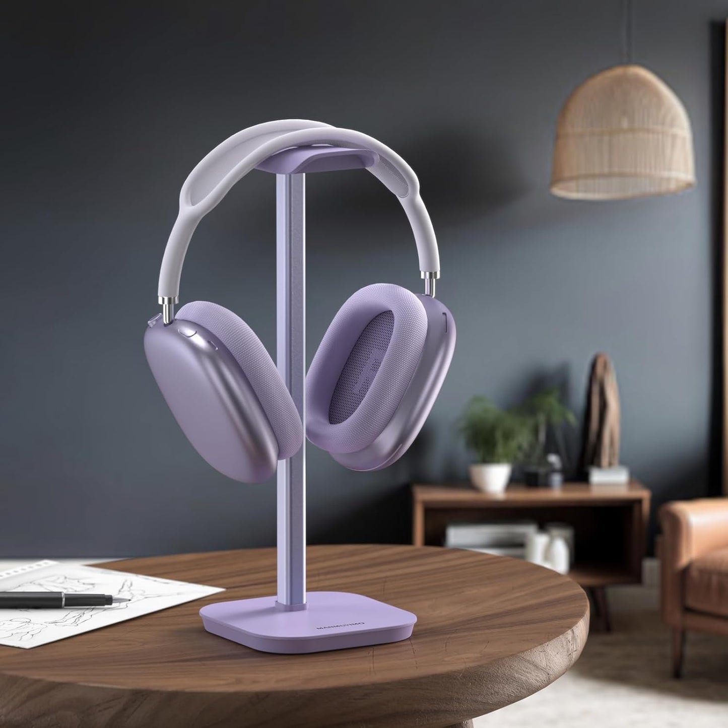 Headphone Stand, Desktop Headset Holder Heavy Base Desk Earphone Stand Aluminum Gaming Headset Hanger Rack Compatible with AirPods Max, AirPods Pro, Sony, Beats, Bose, Razer (White)