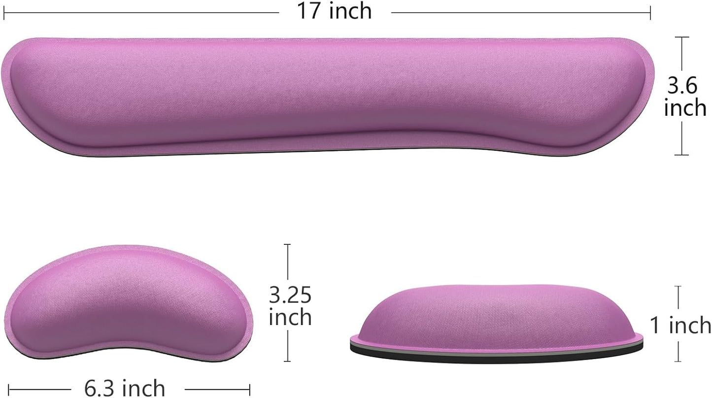 Dapesuom Enlarge Keyboard Wrist Rest, Memory Foam Keyboard Wrist Cushion for Computer Desk Mats Support, Pain Relief Ergonomic Mouse Pad Rests with Non-Slip Base for Gaming, Laptop, Radiant Orchid