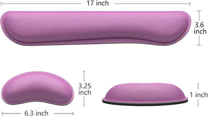 Dapesuom Enlarge Keyboard Wrist Rest, Memory Foam Keyboard Wrist Cushion for Computer Desk Mats Support, Pain Relief Ergonomic Mouse Pad Rests with Non-Slip Base for Gaming, Laptop, Radiant Orchid