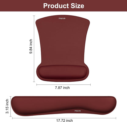 MOSISO Wrist Rest Support for Mouse Pad & Keyboard Set, Ergonomic Mousepad Non-Slip Base Home/Office Pain Relief & Easy Typing Cushion with Neoprene Cloth & Raised Memory Foam, Black