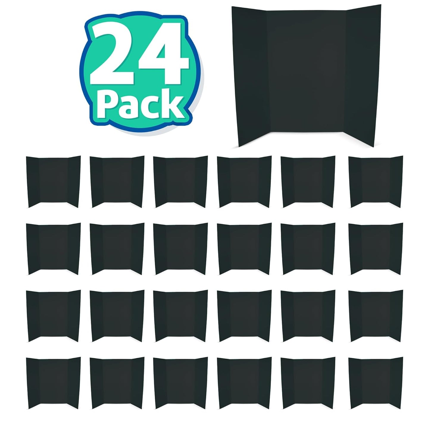 Flipside Products 36” x 48” Project Boards for Presentations, Science Fair, School Projects, Event Displays and Trifold Picture Board, Proudly Made in USA - Black - 4 Pack