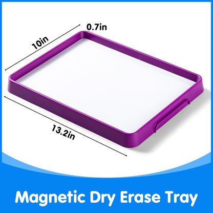 Magnetic Board for Kids – 13.2" X 10" - Magnetic Dry Erase Tray | Stackable Magnetic Tray for Classroom, Home, Travel & Preschool Learning (Cyan)