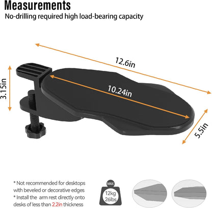 Ergonomic Arm/Elbow Rest for Desk - Foldable Rotatable Elbow Support for Computer Desk, Office & Gaming Comfort (Foldable Rotating Black)