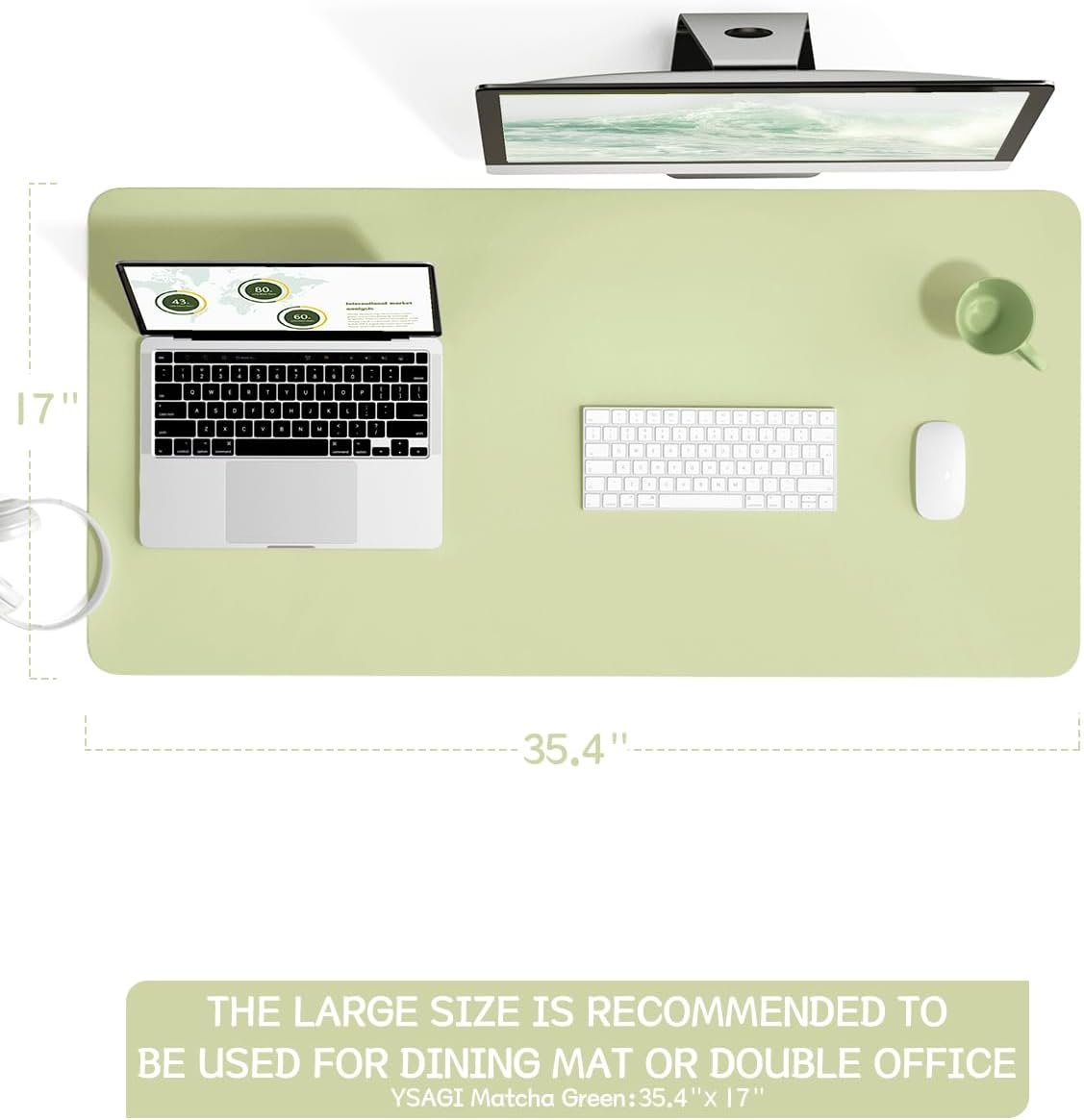 YSAGi Non-Slip Leather Desk Pad, Waterproof Laptop Computer Desk Keyboard Mat, Table Protector Blotter Mat, Large Mouse Pad for Office/Work/Home/Decor(Black, 31.5" x 15.7")