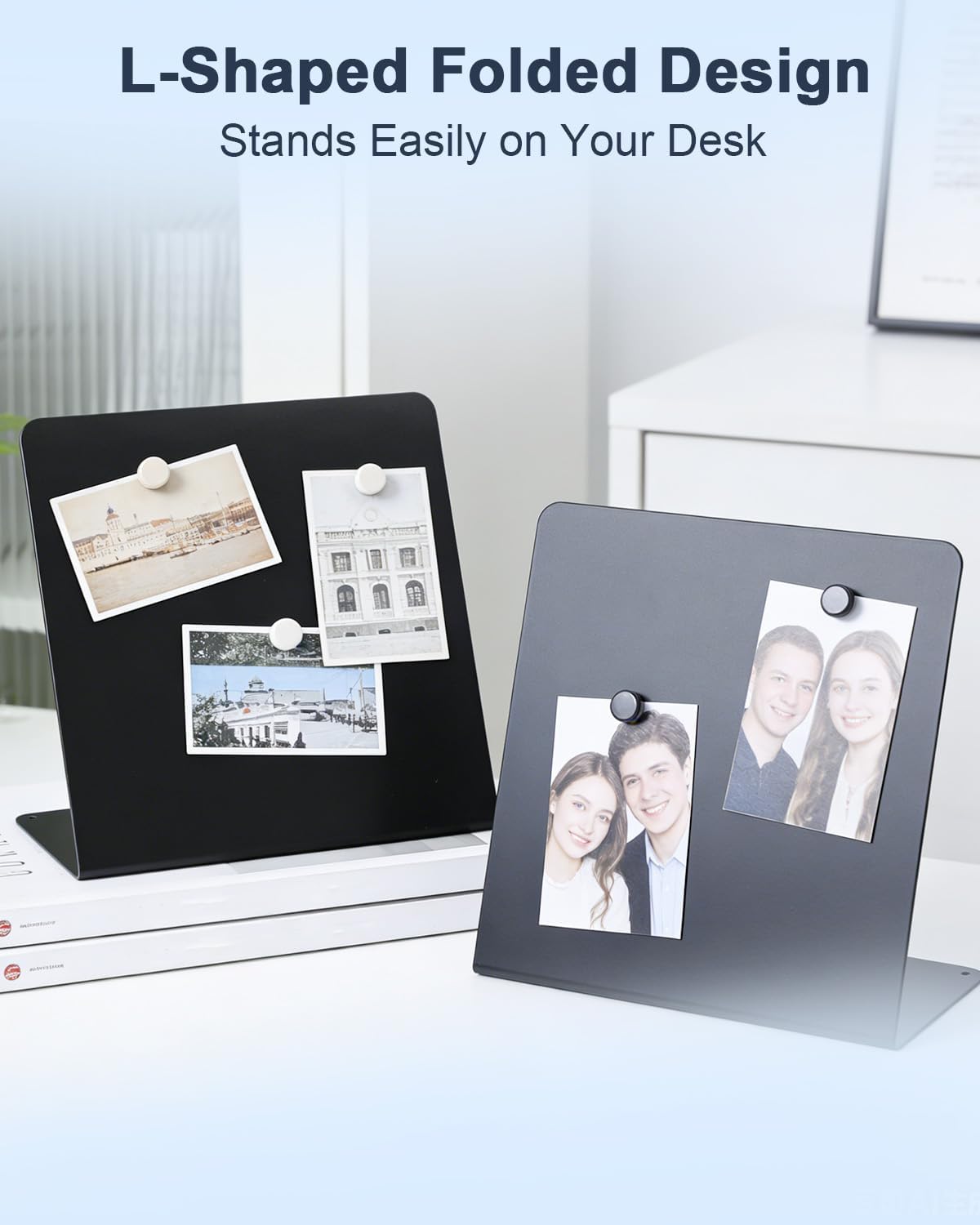UCEC Metal Magnet Board, Magnetic Bulletin Board, Magnetic Display Board with Stand, Double-Sided V-Shaped Memo Board Easel for Magnet, 11.8"x10" Black Desktop Tabletop Display for Home Office Kitchen