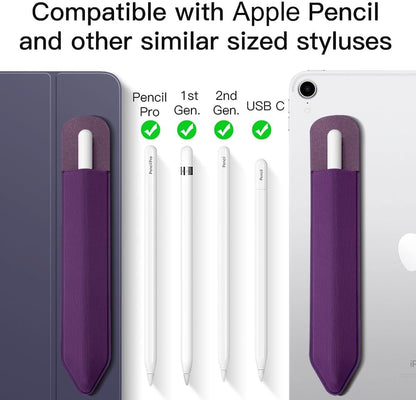 MoKo Pencil Holder Sticker Fit Apple Pencil Pro, Apple Pencil (USB-C), iPencil 1st/2nd Generation, Elastic Pencil Pocket Pouch Adhesive Sleeve Attached to iPad Case for Stylus Pens,Black