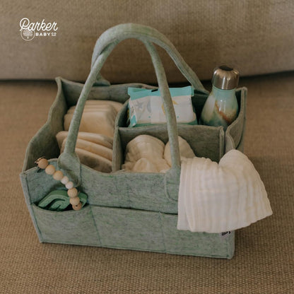 Parker Baby Diaper Caddy - Nursery Storage Bin and Car Organizer for Diapers and Baby Wipes - Oatmeal, Regular