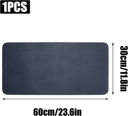 Double-Sided Keyboard Mouse Pad, 31.5"x15.7" PU Leather and Cork Desk Mat Large Overlocked-Edge Desk Pad with Matching Thread, Black