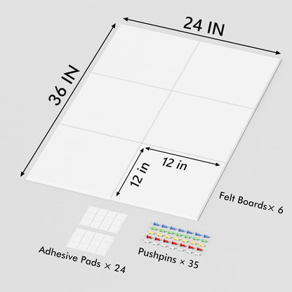Neatsure Large Cork Board for Wall, Black Felt Bulletin Board with Pushpins, 36" x 24" 6 Panels Wall Tiles, Tack Push Pin Boards for Office