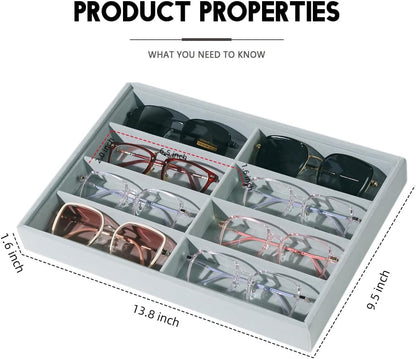 Glasses Holder Box Drawer Sunglass Organizer for Men Clear Storage Case 8 Slot Multiple Reading Glasses Display