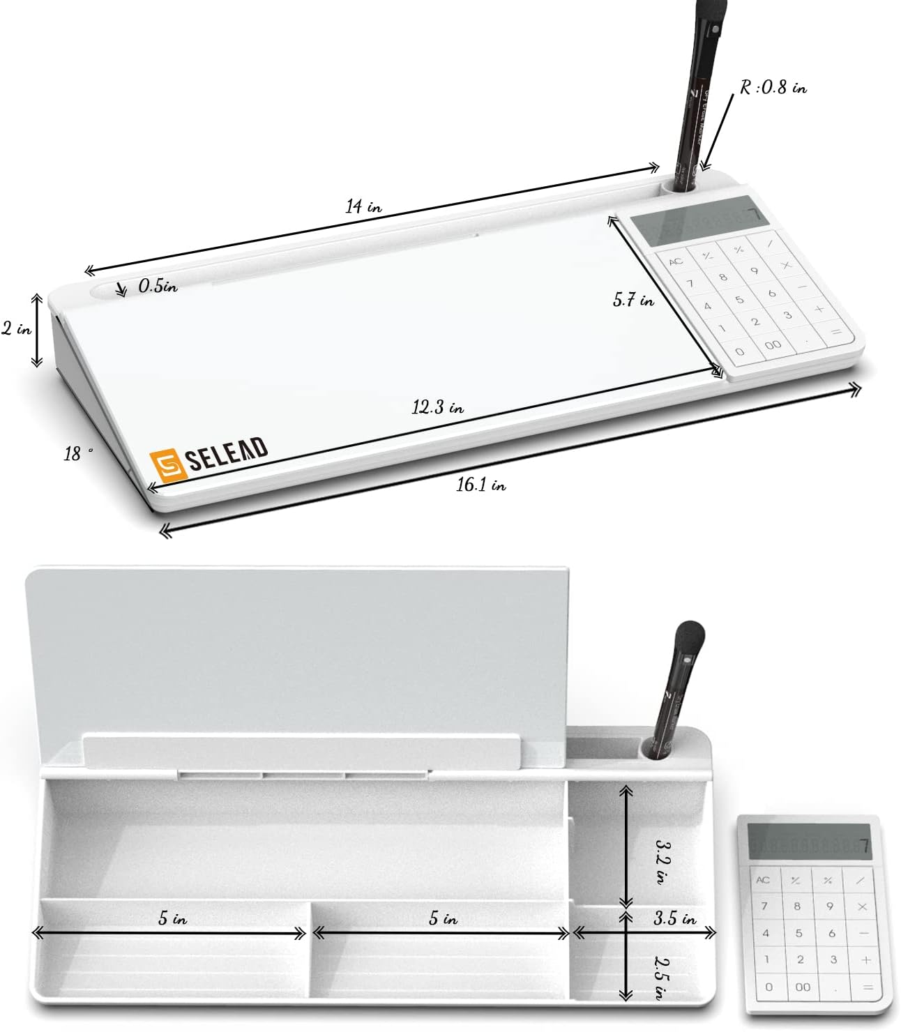 SELEAD Desktop Glass Whiteboard with Wireless Charger Station, Dry Erase Board Computer Pad Keyboard Stand with Organizer for Home, School, Office Desk Accessories, Black