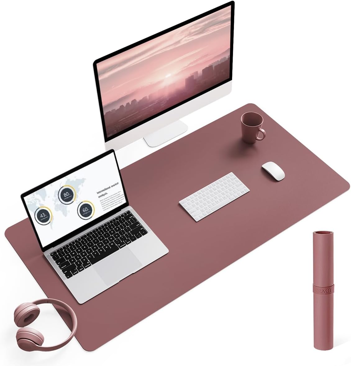 YSAGi Non-Slip Leather Desk Pad, Waterproof Laptop Computer Desk Keyboard Mat, Table Protector Blotter Mat, Large Mouse Pad for Office/Work/Home/Decor(Black, 31.5" x 15.7")