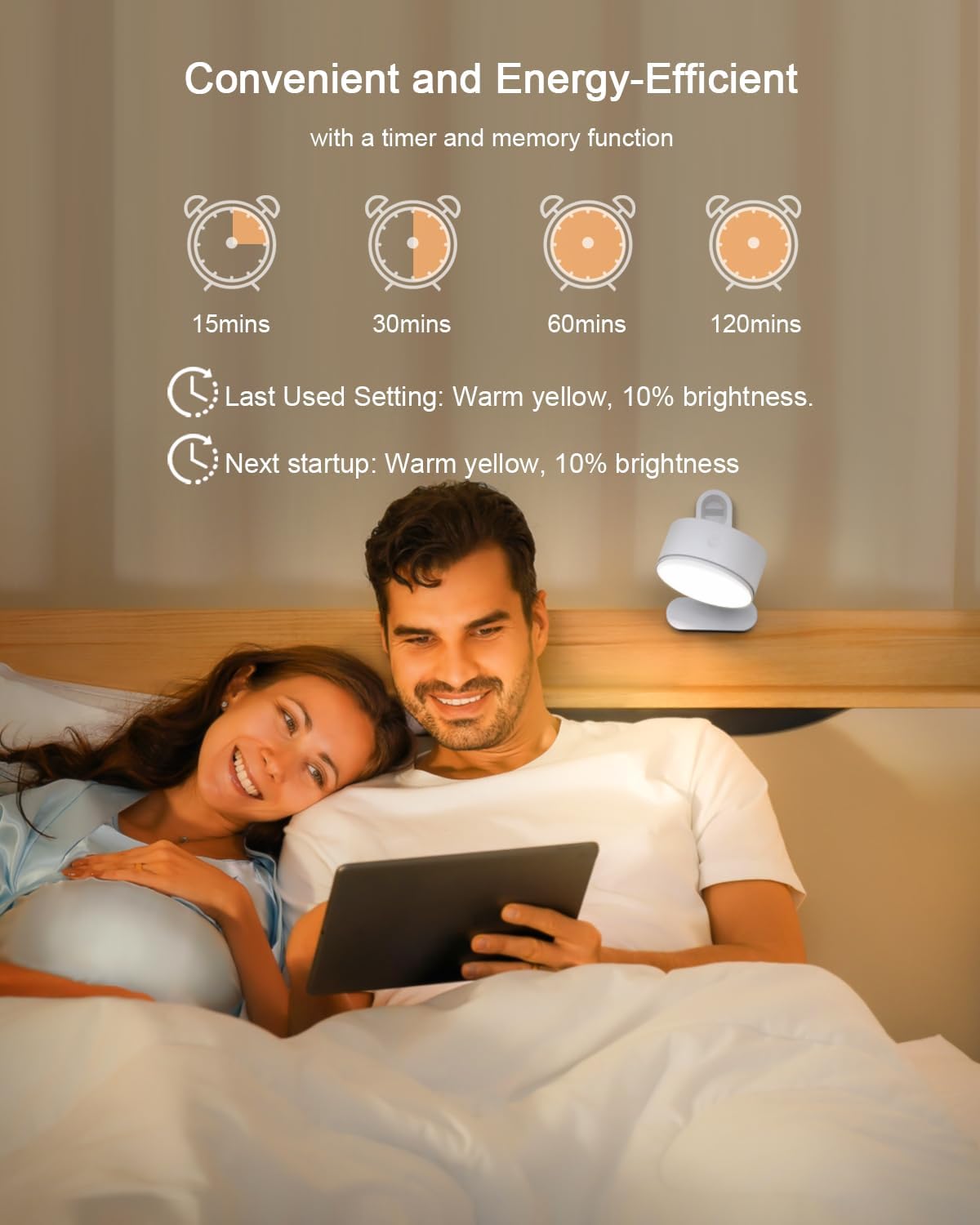 Clip on Light with 5000mAh Rechargeable Battery Operated, Eye Care Reading Light for Bed with 360° Rotation Touch & Remote, USB Clamp Light with 3 Color Modes & Dimmable for Headboard Bedside (white)