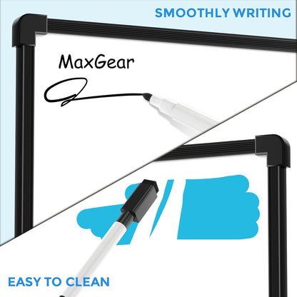 MaxGear Double-Sided Dry Erase Board for Wall, 16"x12" Hanging Whiteboard, Small Dry Erase White Board with 3 Markers and 4 Magnets, Portable Whiteboard for Planning, Drawing, Memo, to Do List
