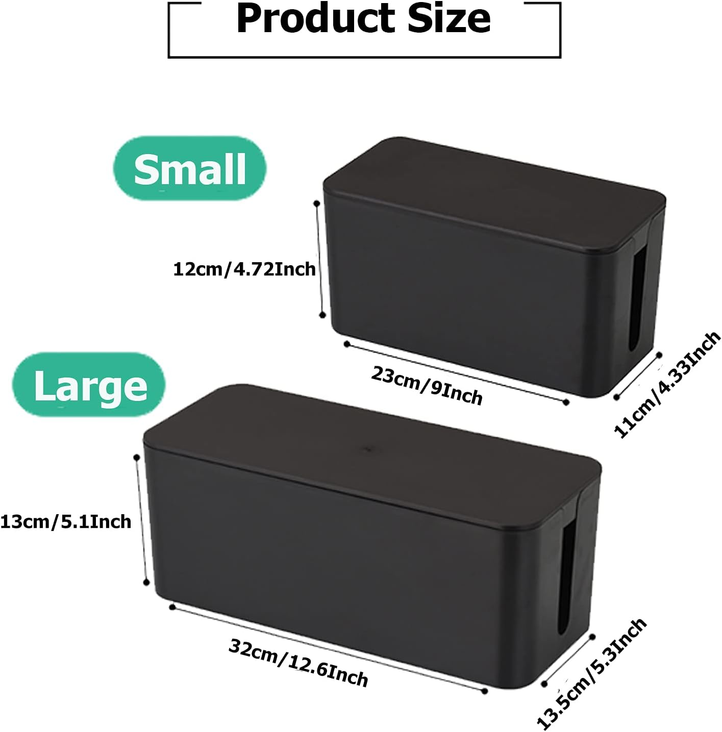 Cable Management Box,Cord Organizer Box for Home and Office System to Cover and Hide, Power Strips, Cords,Surge Protector (Small, Black)