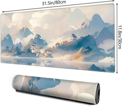Galdas Mouse Pad For Gaming,Forest Background Pattern XXL XL Large Mouse Mat Long Extended MousePad Desk Mat Non-Slip Rubber Mice Pads Stitched Edges Thin (31.5 x 11.8 x 0.12 Inches) Tree