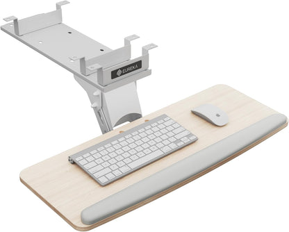 EUREKA ERGONOMIC Height Adjustable Mouse & Keyboard Tray Under Desk, 28x10'' Large Slide Out Swivel Tilt Computer Keyboard Drawer with Pad for Gaming Home Office, Dual Mount