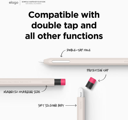 elago Compatible with Apple Pencil Pro Case & Apple Pencil 2nd Generation Case, Compatible with Magnetic Charging, Double Tap, Squeeze, Haptic (Must Read Installation Instructions) [Lovely Pink]