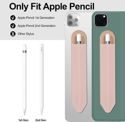 Apple Pencil Holder, 5 Pack Durable Elastic Apple Pencil (1st and 2nd Gen) Case Pocket, Adhesive Sleeve Pouch for iPad 8.3/9.7/10.2/10.5/11/12.9 Inch (Black Black)