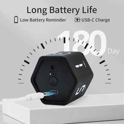 LUCKY TIME Productivity Timer Flip Gravity Sensor Pomodoro Cube Timer Countdown & Countup,1/5/10/30/60min Preset & Custom Timing, Mute/Vibrate/Sound for ADHD,Work,Study,Kitchen(1, White Hexagon)