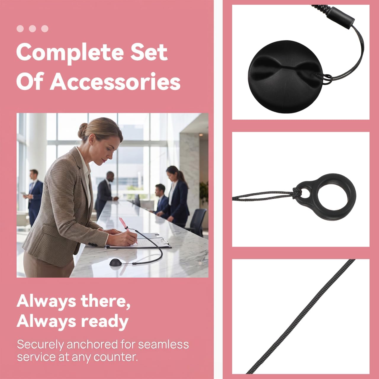 TOYANDONA 2pcs Pen Lanyards - Elastic Lanyard Tether with Silicone Ring and Holder Retractable Stylus Tether Leash Pen Strap for School Office Supplies Desk Clipboards Tablets