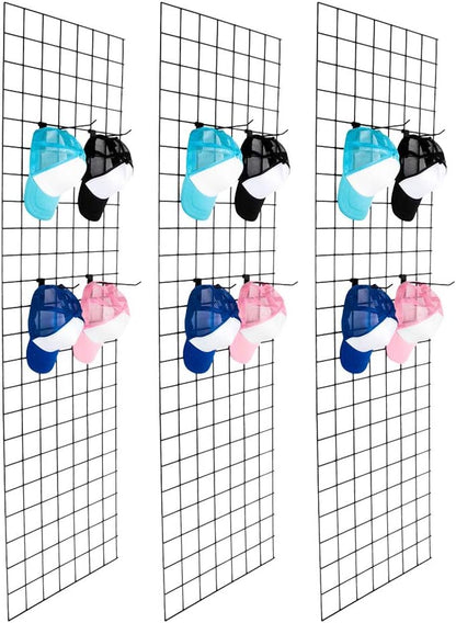 Bonnlo 6' x 2' Wire Grid Panel for Retail Display Gridwall, Wire Grid Wall Display Rack, 3-Pack Black