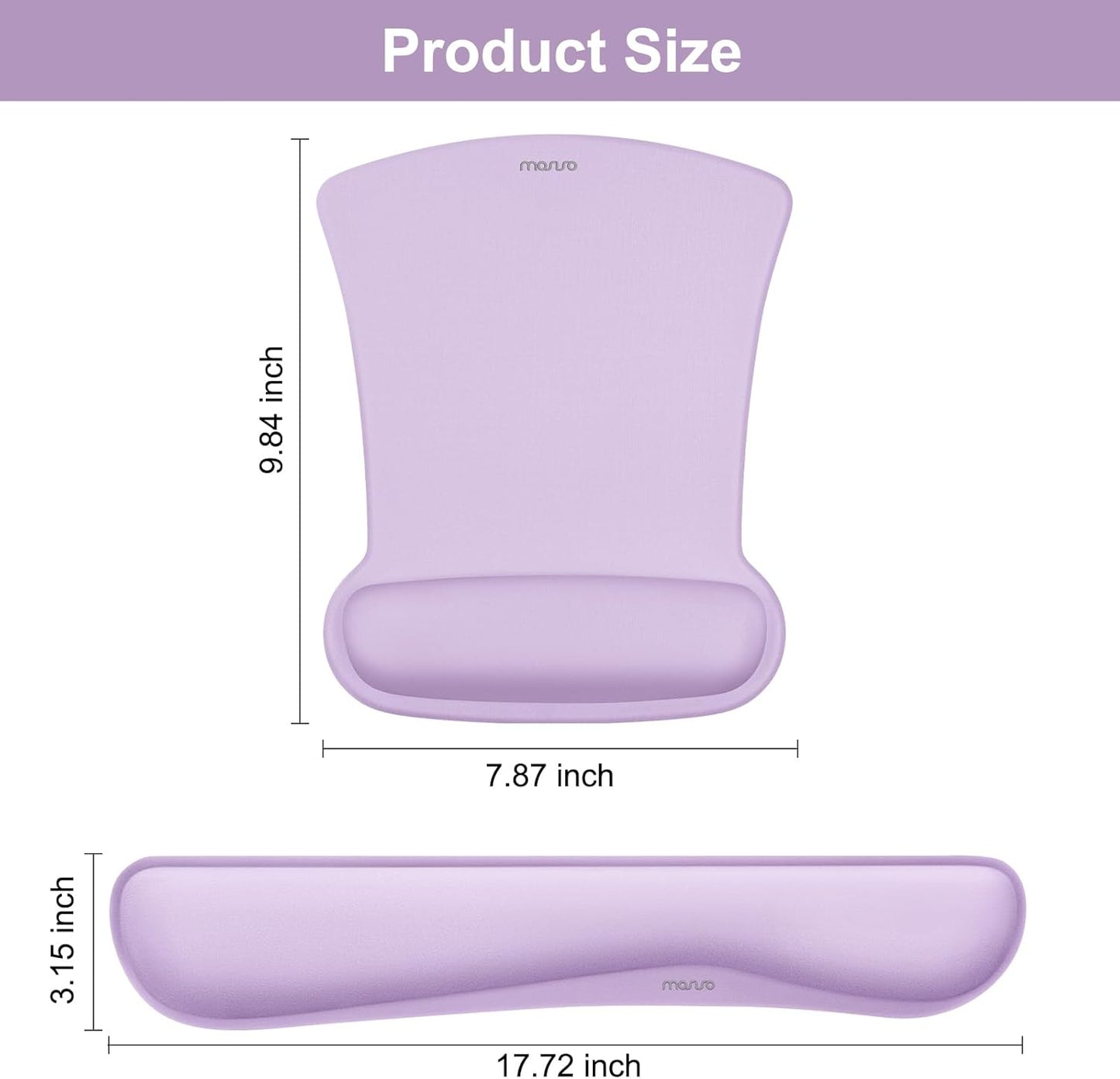 MOSISO Wrist Rest Support for Mouse Pad & Keyboard Set, Ergonomic Mousepad Non-Slip Base Home/Office Pain Relief & Easy Typing Cushion with Neoprene Cloth & Raised Memory Foam, Black