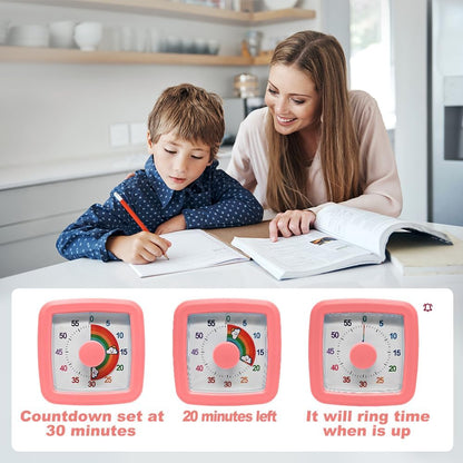 Visual Timer for Kids & Adults, 60 Minute Rainbow Countdown Timer, Time Management Tool for Classroom, Home, Kitchen, Office, School