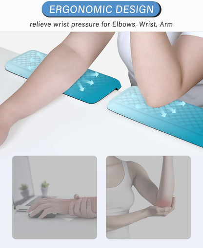 ITNRSIIET 2-Piece L Shaped Split-Design Desk Elbow Pad, Dual-Zone Support, Tri-Zone Relief for Elbow/Forearm/Wrist, Adaptive to All Desk Geometry, Non-Slip Laser-Engraved Base, Timeless Black