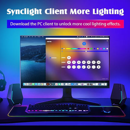 Monitor LED Backlights, LED Strip Light Sync with Screen Color/Music, Computer Light Bar Behind Screen, for PC/Mac, LEDs for Desk Gaming, USB Interface,Software Control (24 inch)