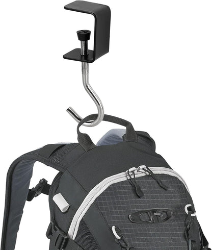 2 Pcs Desk Mount Bag Holder Hook Clamp-On Backpack Hanger Portable Desk Mount Headphones Holder Reduce Desk Clutter for Table Desk, Under Counter