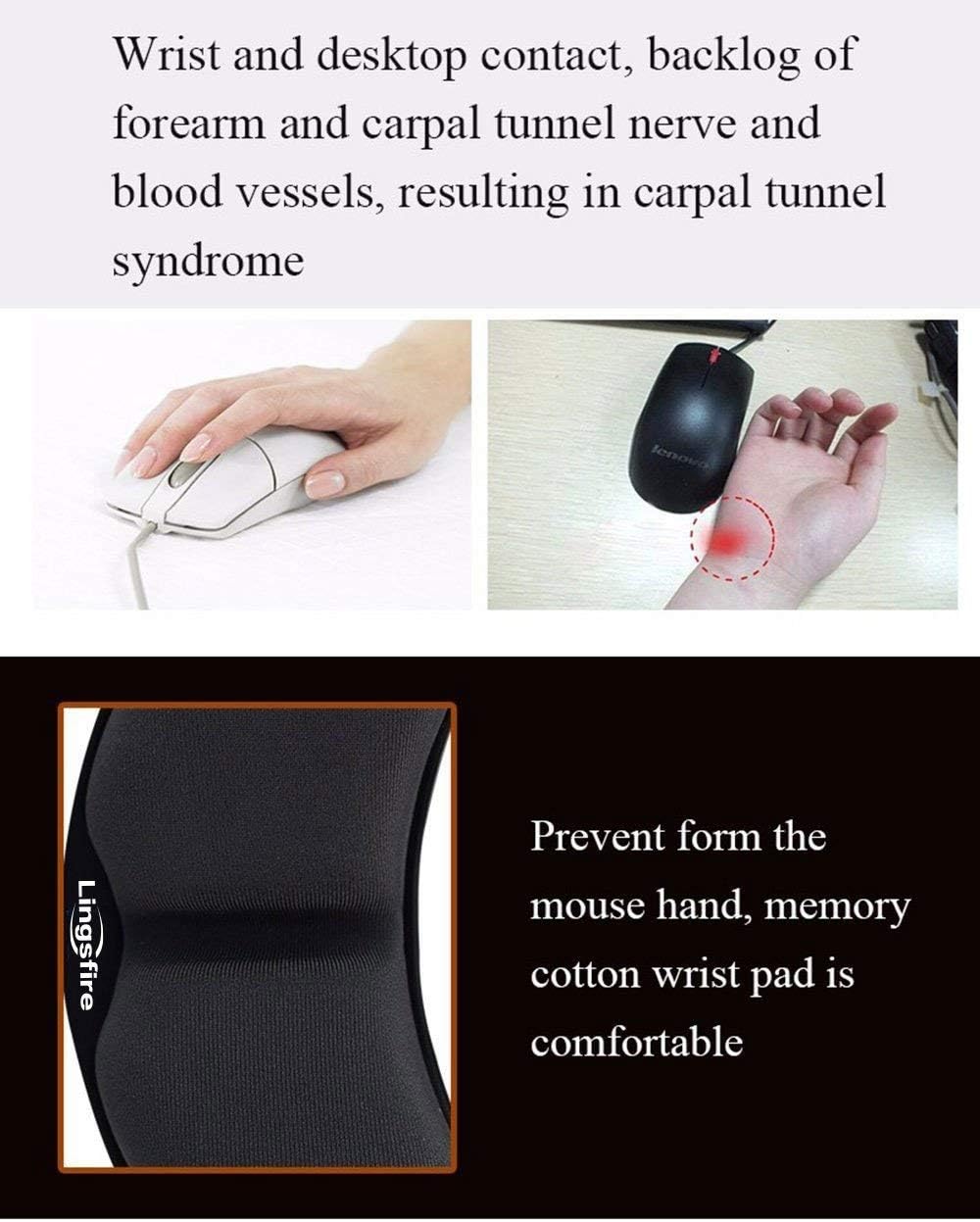 Memory Foam Mouse, Keyboard Wrist Rest Pad Anti-Skid Mousepad Support Mat for Office Computer Laptop Mac- Durable Comfortable Lightweight Easy Typing Pain Relief (Gray)