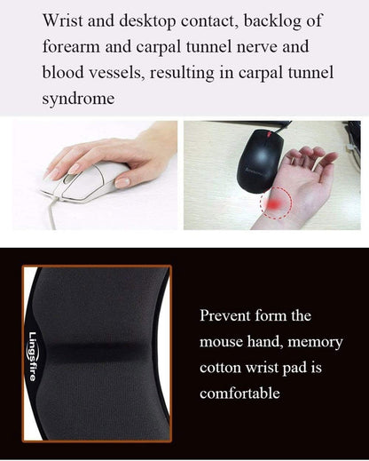 Memory Foam Mouse, Keyboard Wrist Rest Pad Anti-Skid Mousepad Support Mat for Office Computer Laptop Mac- Durable Comfortable Lightweight Easy Typing Pain Relief (Gray)