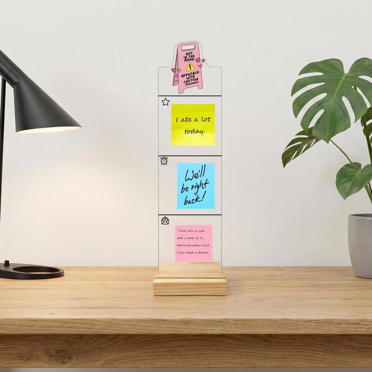 Monitor Memo Board Computer Monitor Memo Board Sticky Note Organizer Hold On Partner Im Overstimulated Sign Acrylic Desk Accessories Removable Wooden Base Set Sticky Notes 100 Sheets 11.8×3.1 inches