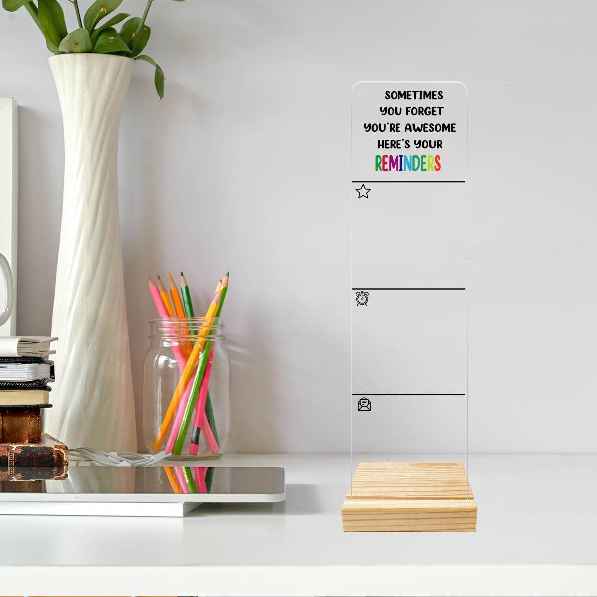 Monitor Memo Board Computer Monitor Memo Board Acrylic for Computer Monitors No Screen Damage Office Desk Accessories with Removable Design 12.6X 3.15 x 0.2 inches
