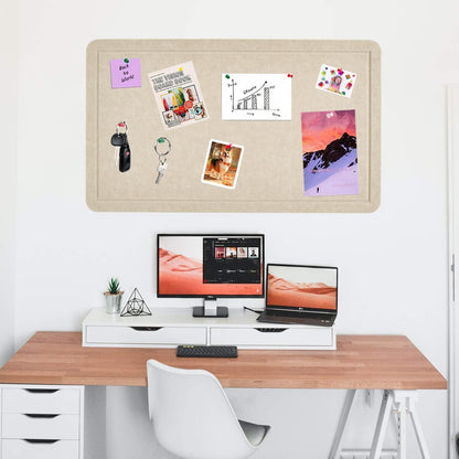 Vuzvuv Black 28"x16" Large Cork Board with 50 Push Pins & Sticky Notes, Self-Adhesive Bulletin Board for Wall, Felt Pin Vision Board for Paste Notes,Schedules Offices Home