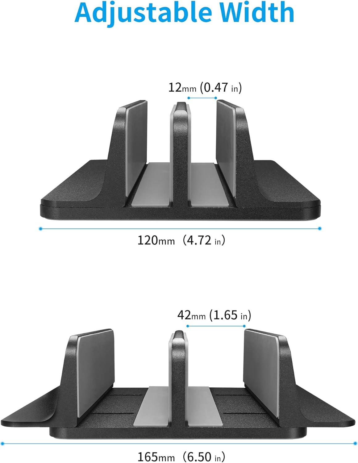 JARLINK Vertical Laptop Stand Holder, Aluminum Double Desktop Stand Holder with Adjustable Dock (Up to 17.3 inch), Compatible with MacBook, Surface, Chromebook, and Gaming Laptops, Silver