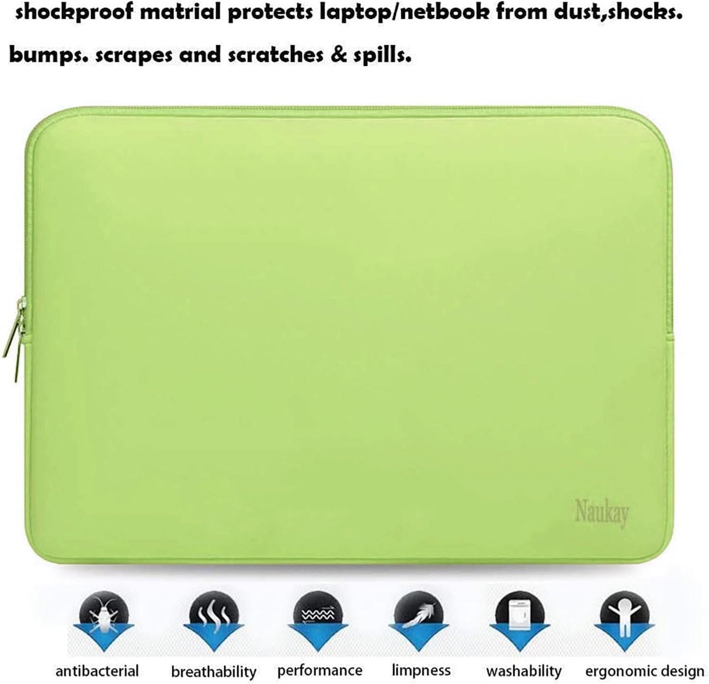 Naukay Laptop Sleeve Case, 15.6 Inch,Resistant Neoprene Notebook Computer Pocket Case/Tablet Briefcase Carrying Bag Compatible Asus/Dell/Fujitsu/HP/Sony/Toshiba/Acer- (Black)