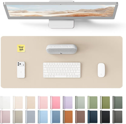 YSAGi Large Extended PU Leather Desk Pad Protector – Non-Slip Waterproof Desk Mat for Office & Home, Easy Clean Mouse Pad & Laptop Writing Blotter 35.4"x17" Black - Colors A