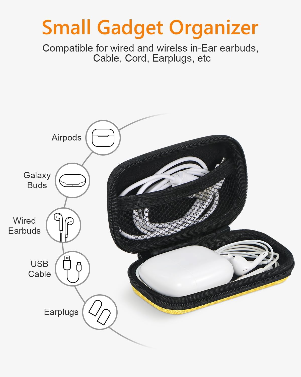 Earphone Earbud Carrying Case Holder - Lightweight Mini Universal Storage Pouch Bag for Wired Earbuds, Airpods, Bluetooth Headset, Wall Charger Adapter, USB Cable, Cell Phone Accessories - Pink