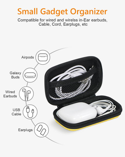 Earphone Earbud Carrying Case Holder - Lightweight Mini Universal Storage Pouch Bag for Wired Earbuds, Airpods, Bluetooth Headset, Wall Charger Adapter, USB Cable, Cell Phone Accessories - Pink