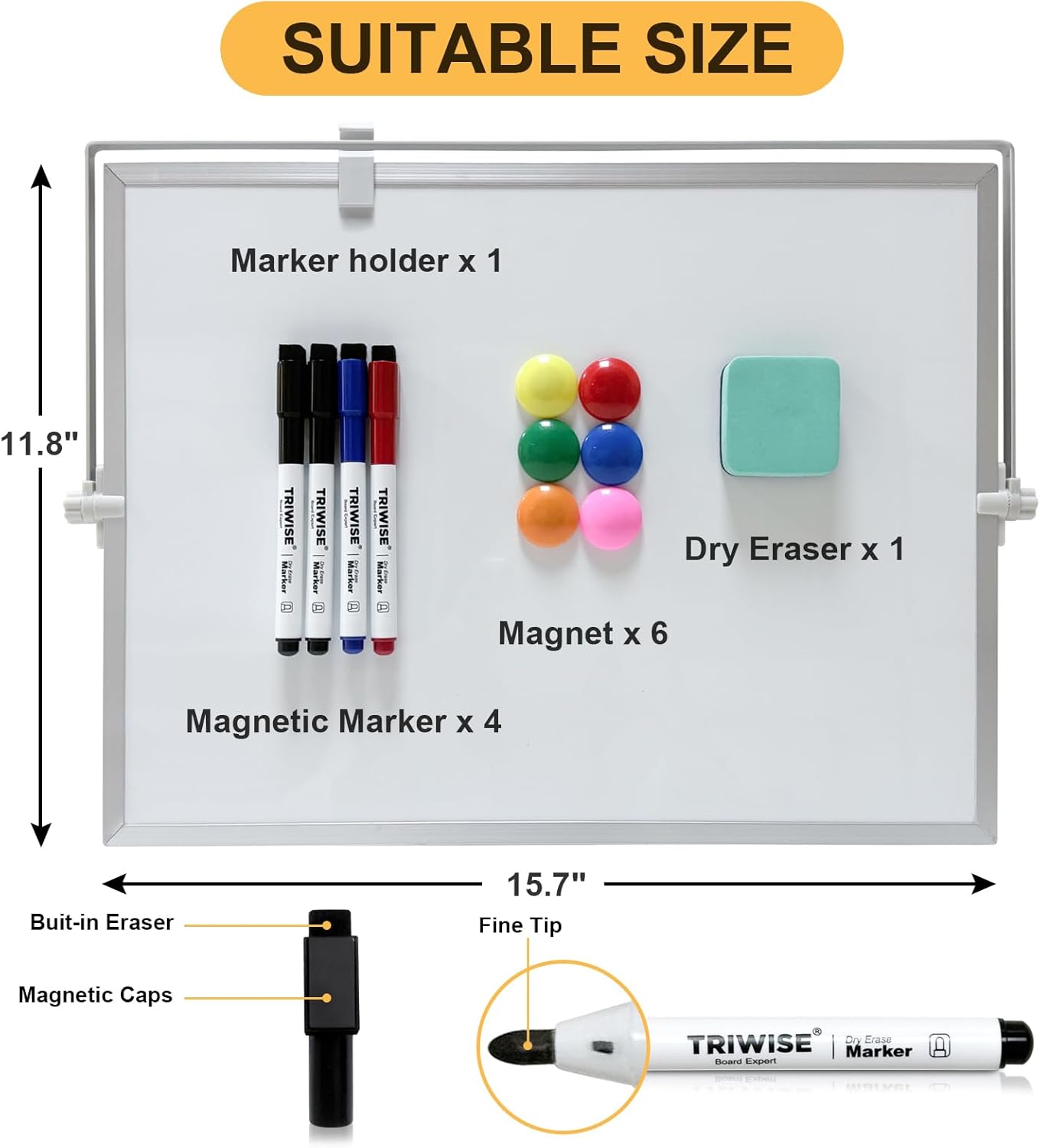 Monthly Calendar Dry Erase Board 16"x12",Desktop White Board with Stand,Magnetic Double-Sided Whiteboard for Planning,Drawing,Memo,to Do List,Office,School,Home,Kitchen,Desk