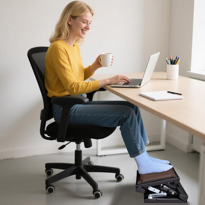 Scalebeard Foot Rest for Under Desk at Work,Height Adjustable Infinite Angle Ergonomic Foldable Footrest for Office, Gaming,Computer, Removable Pad Desk Foot Stool with Massage Beads,for All Seasons