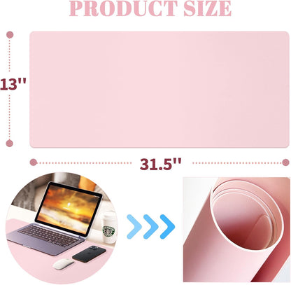 Dry Erase Desk Mat, Waterproof Desk Pad, Erasable Writing White Board for Making Plans, Non-Slip Large Desktop Protector for Office, Home, School 31"x13" (Blue)