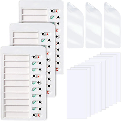 3 Pieces to Do List Checklist Boards, Plastic Memo Boards, Detachable Message Boards Checklist Slider, Schedule Planning Boards with 3 Acrylic Adhesive and 10 Cardstock for Check Items Accessories