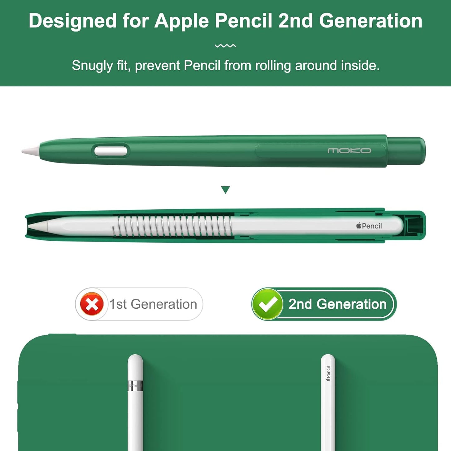 MoKo Holder Case Compatible with Apple Pencil 2nd Generation, Retractable Protective Apple Pencil Cover with Sturdy Clip, Hard PC Apple Pencil Case, Support Double-Tap, Dark Purple