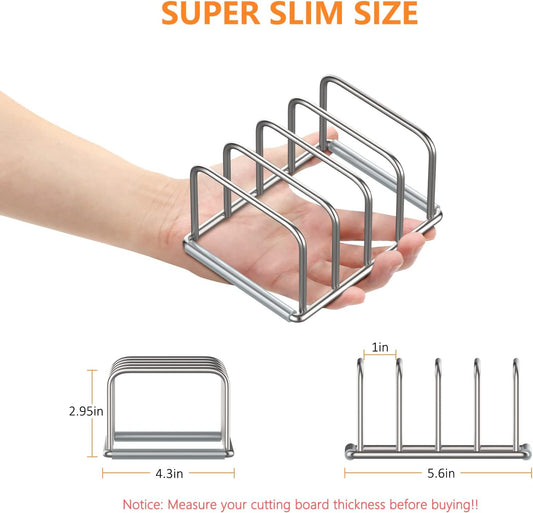 KORRTFID Cutting Board Holder Stand, Chopping Board Storage Rack, Cutting Board Organizer, 304 Stainless Steel Chopping Board Holder, Cookie Sheets Organizer 1.0+1.2 Inch Width Slots(Large)