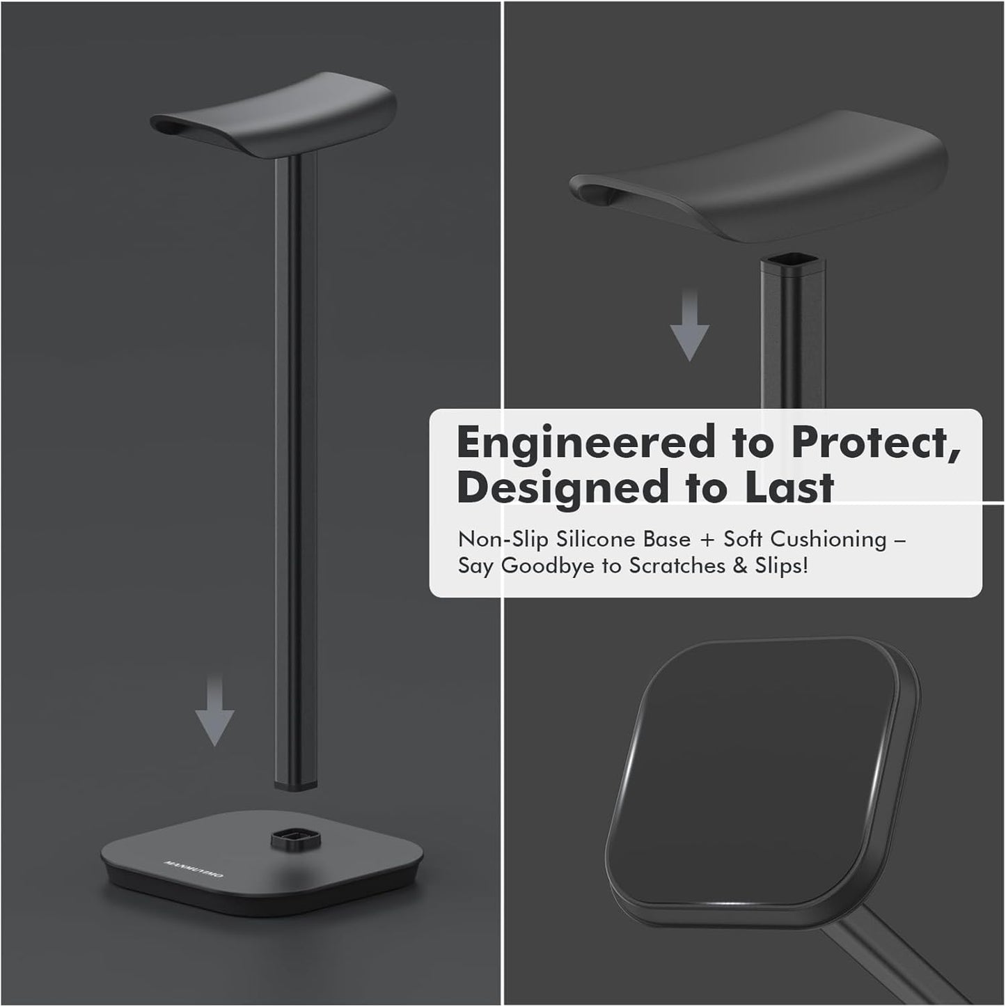 Headphone Stand, Desktop Headset Holder Heavy Base Desk Earphone Stand Aluminum Gaming Headset Hanger Rack Compatible with AirPods Max, AirPods Pro, Sony, Beats, Bose, Razer (White)