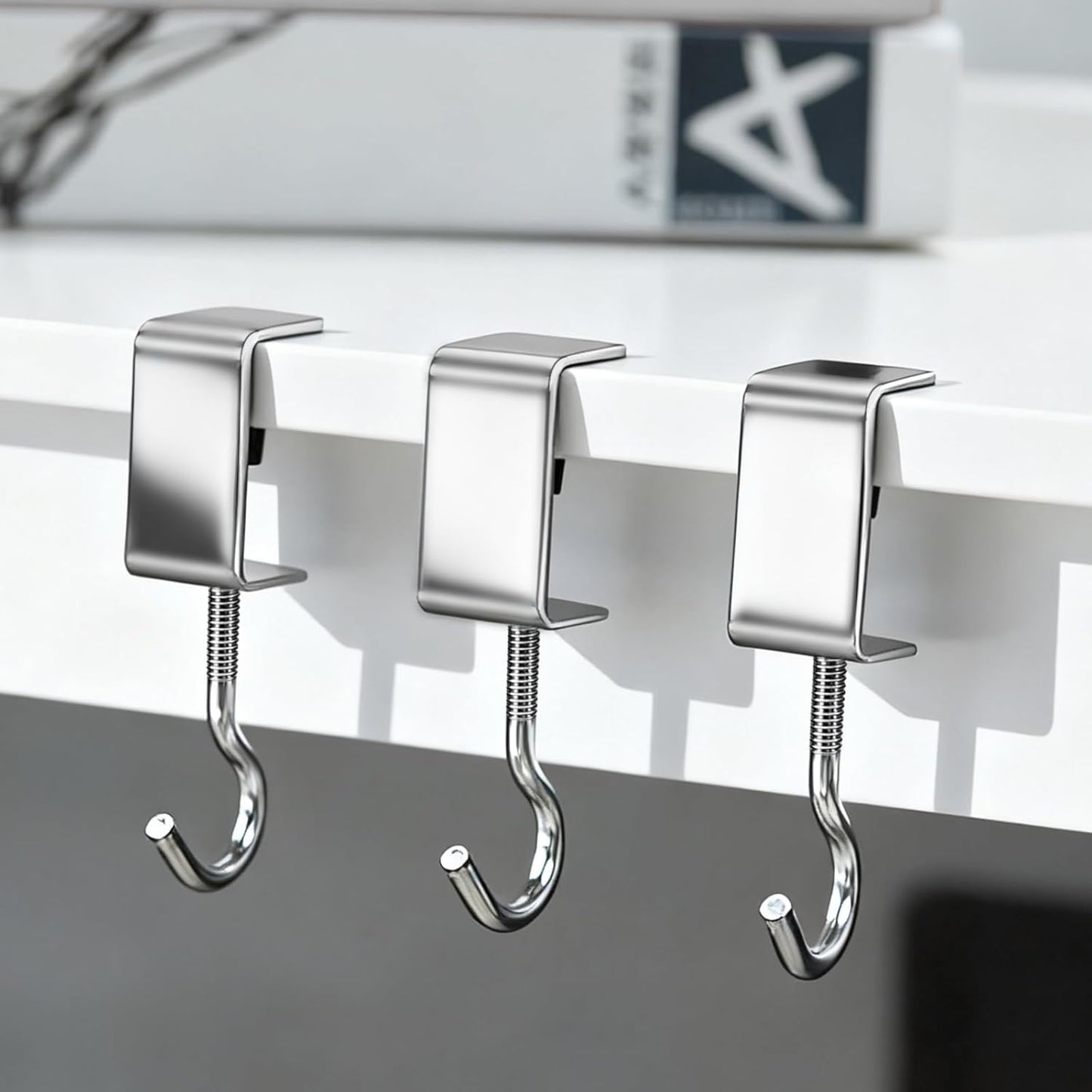 Heavy-Duty Desk Hook Table Clamp Hooks Hanging Bag Backpack, 6 Pcs Metal Rust-Resistant Shelf Hooks, Adjustable Desktop Mounting Hook (6 pcs)