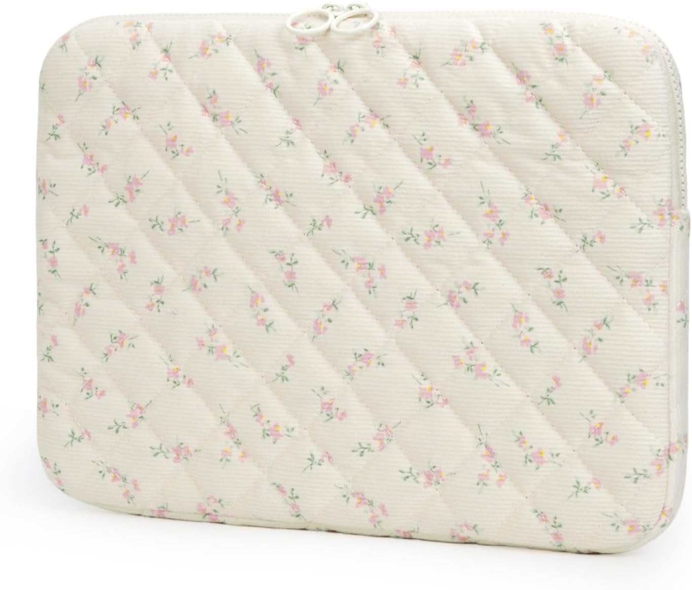 Puffy Laptop Sleeve 13 Inch Cute Quilted Laptop Protective Case Padded Floral Computer Sleeve for MacBook (A-Blue, 13 Inch)